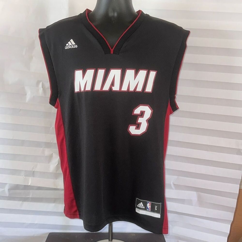 Adidas Miami Heat Dwyane Wade #3 Jersey Size Small S NBA Basketball Black